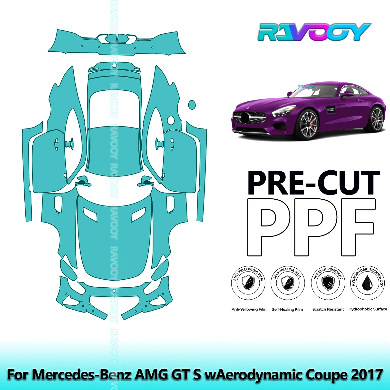

Full Vehicle Clear Bra Precut PPF Paint Protection Film For Mercedes-Benz AMG GT S wAerodynamic Coupe 2017