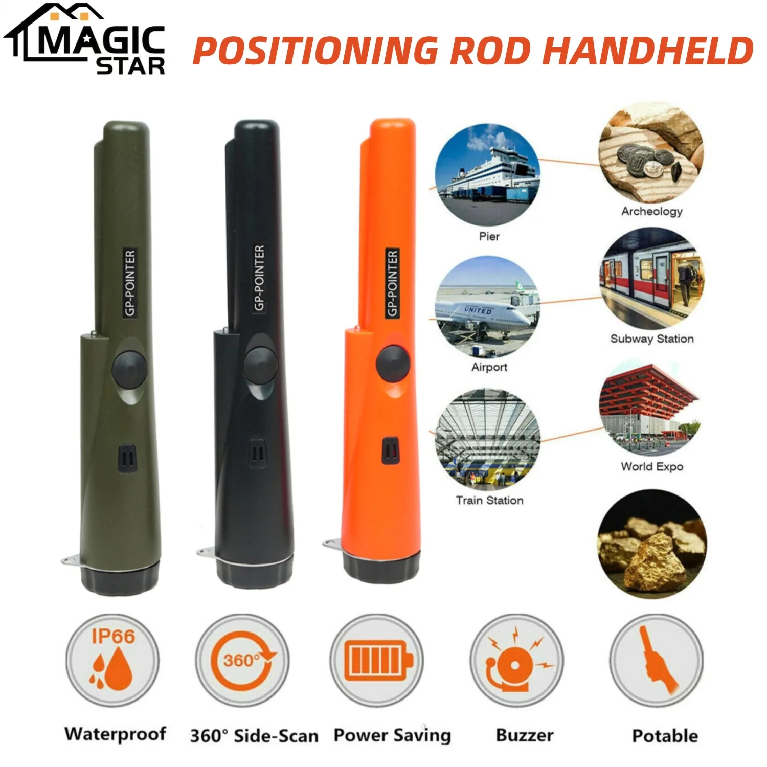 

Metal Detector Precision Detector,Portable 360° Scanning Detector, Buzzer Vibration,Metal Detection Tool for Locating Gold Coins