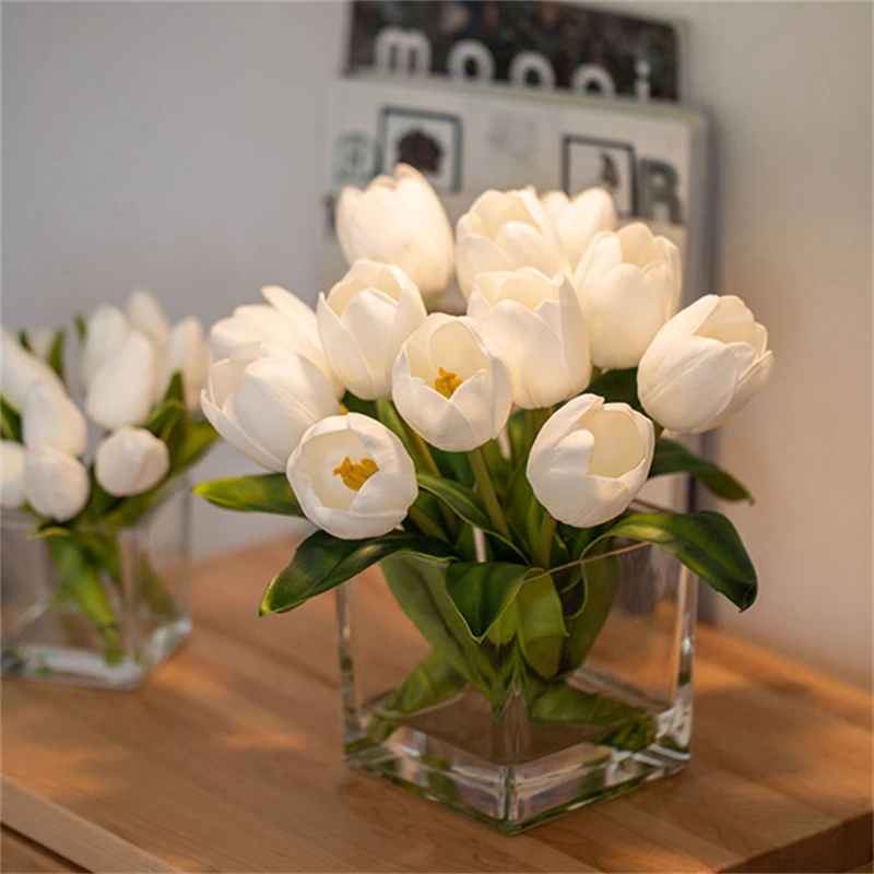 Tulip Artificial Flower Fake Flower Ornaments Living Room Flower-Arranging Dining Table Cake Decoration Flower Bouquet