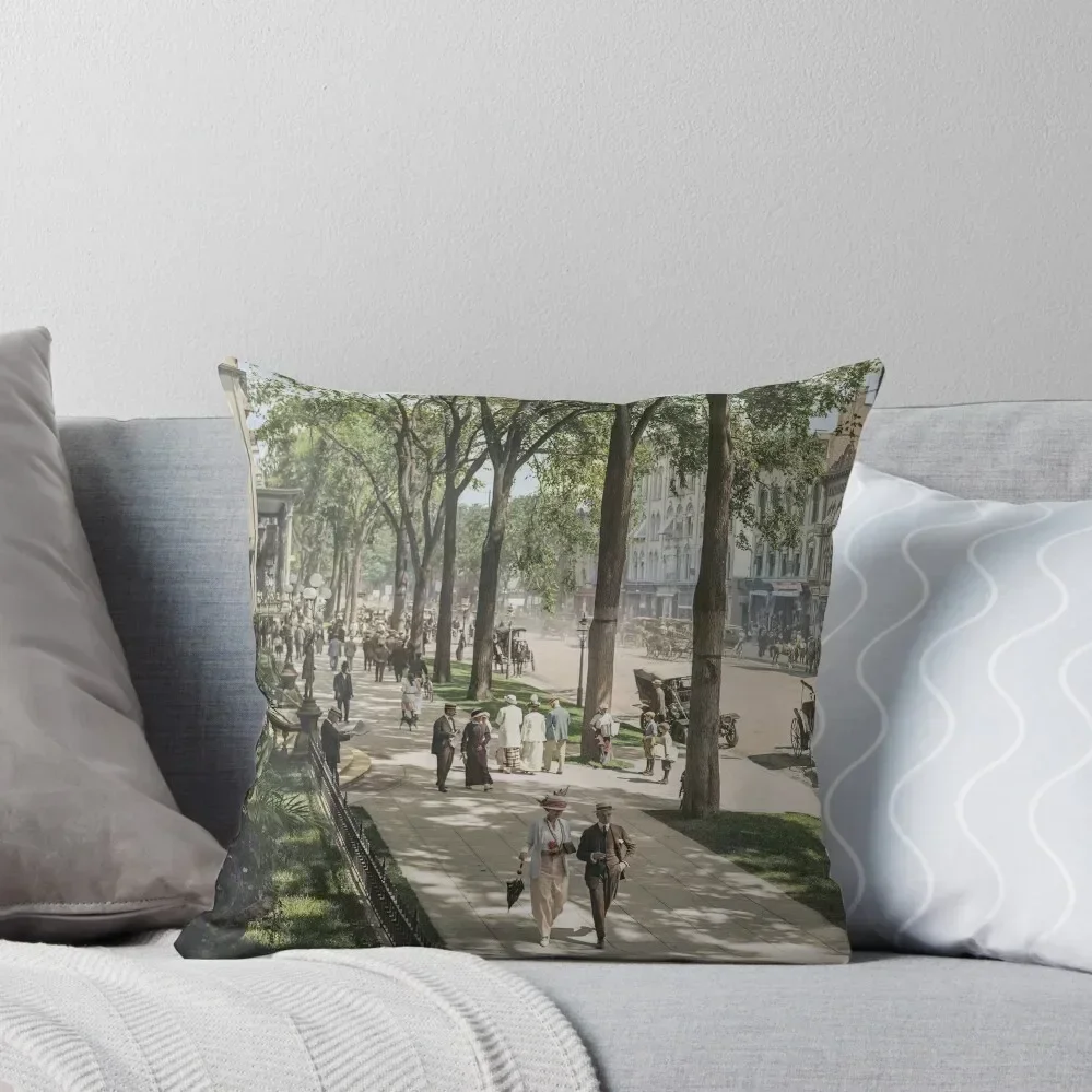 

Broadway in Saratoga Springs, New York, ca 1915 (16:9 crop) Throw Pillow Cushions Cover Decorative Cushion pillow