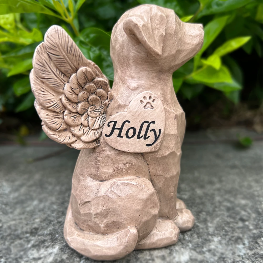 Personalized Dog Angel Memorial Figurine, Custom Memorial Pet Dog Statue, Engrave Dog Memorial Gifts