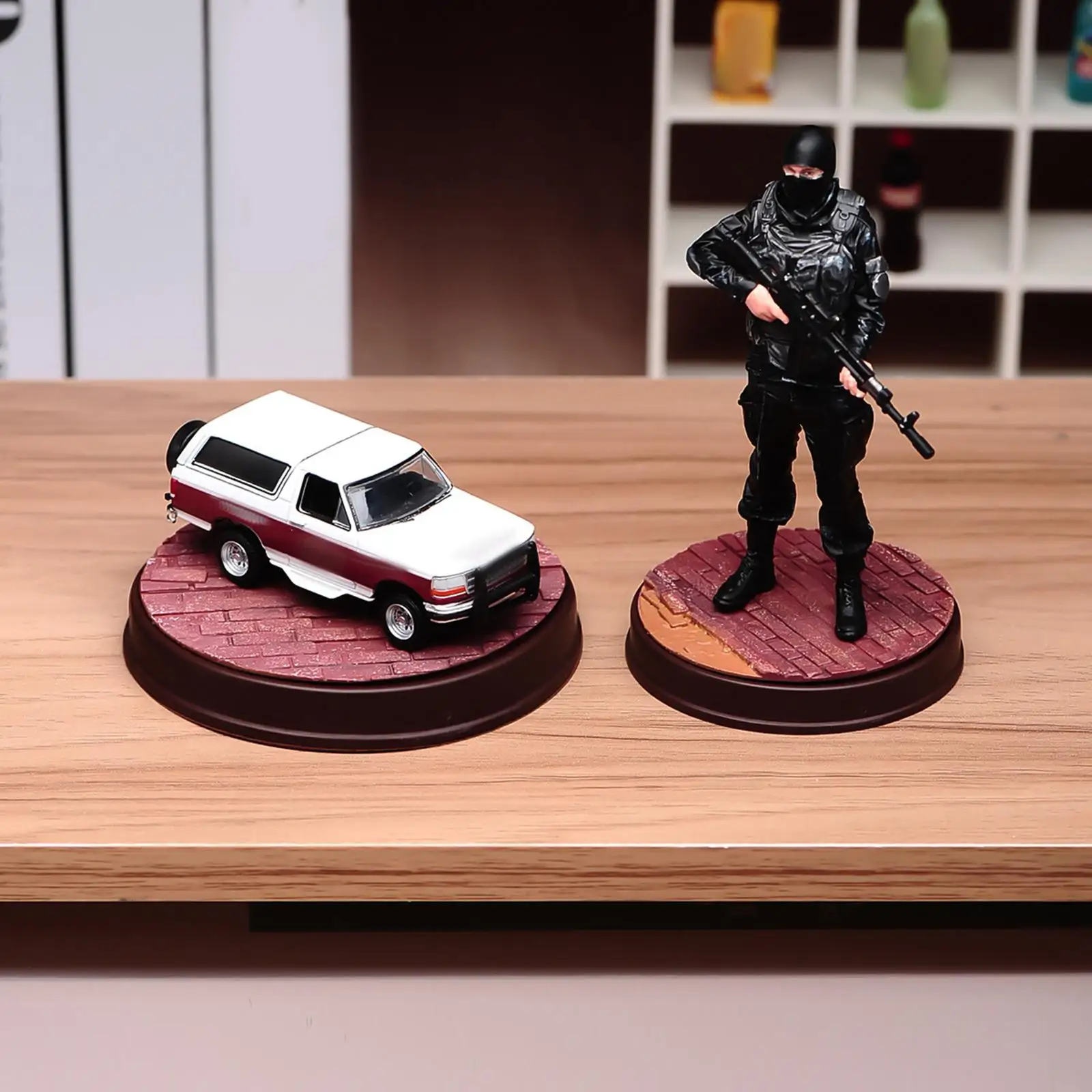 Model Car Red Brick Round Scene Base Versatile Car Model Display Organizer,Accessories for Store Counter Diecast Toys Office