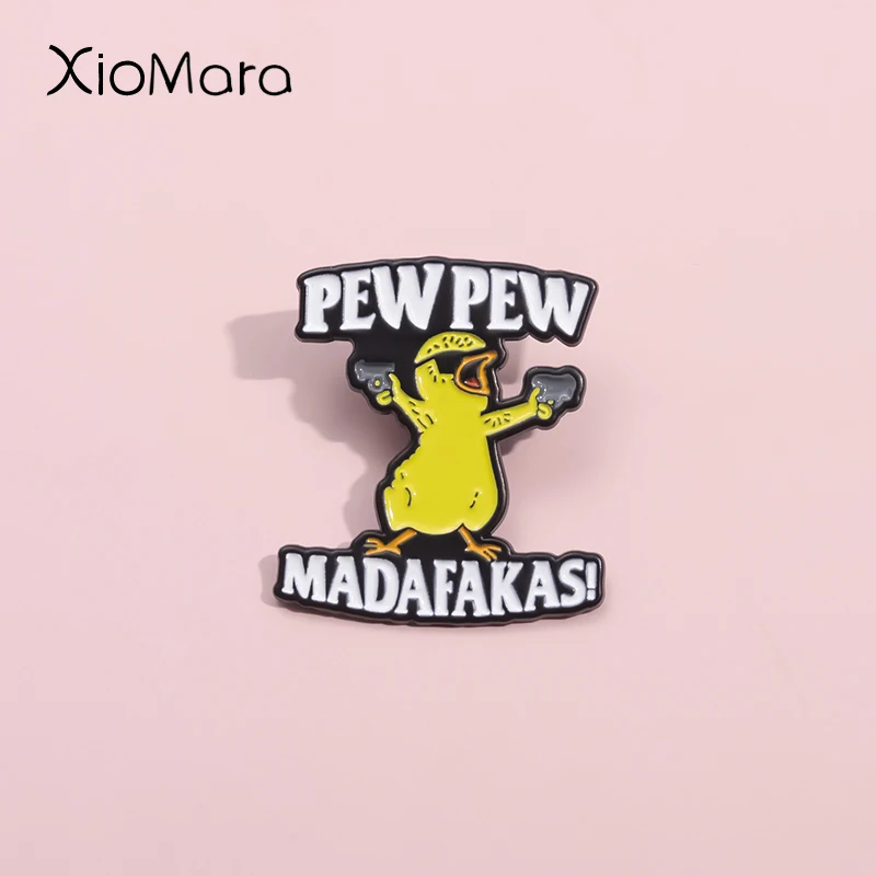 

Pew Pew Madafakas! Cute Chicken Enamel Pins Cool Killer Little Chicken Sunglasses Brooches Lapel Badges Animal Jewelry Gift