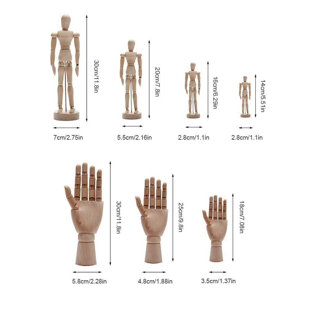 8/10/12 inch Artist Wooden Manikin Mannequin Sketch Sculpting Lay Figure Drawing Model Jointed Doll Natural Wood Limbs Body Toys