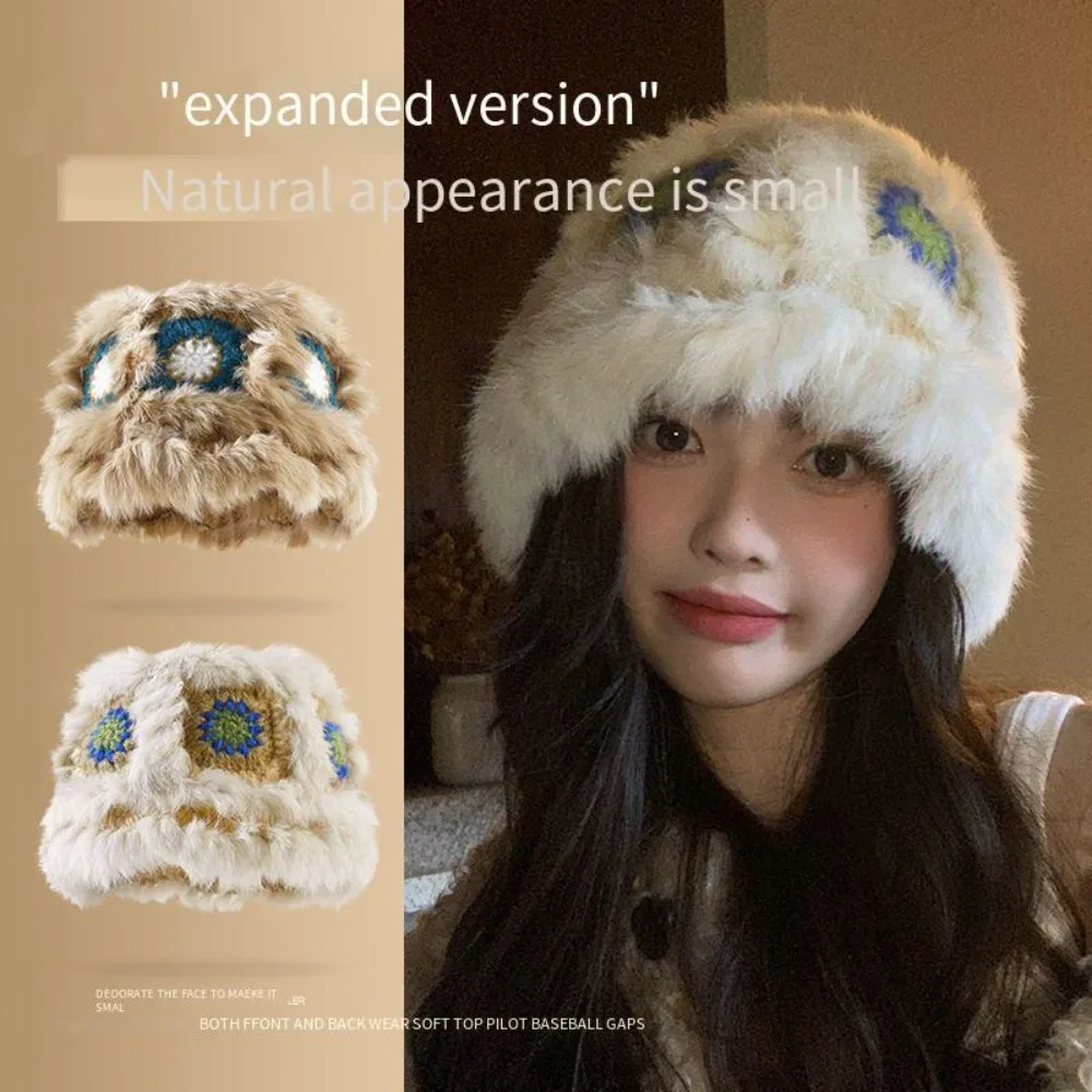 หมวกชาวประมงขนปุยนุ่มสบายในฤดูใบไม้ร่วงและฤดูหนาว หมวกขนกระต่ายลายสิงโต หมวกโจ๊กเกอร์สำหรับผู้หญิง หมวกทรงถังและหมวกทรงกะละมัง