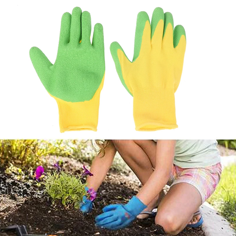 Kids Durable Waterproof Garden Work Gloves Non-Slip Children Safety Yard Work Gloves Portable Garden Supplies Gardening Gloves