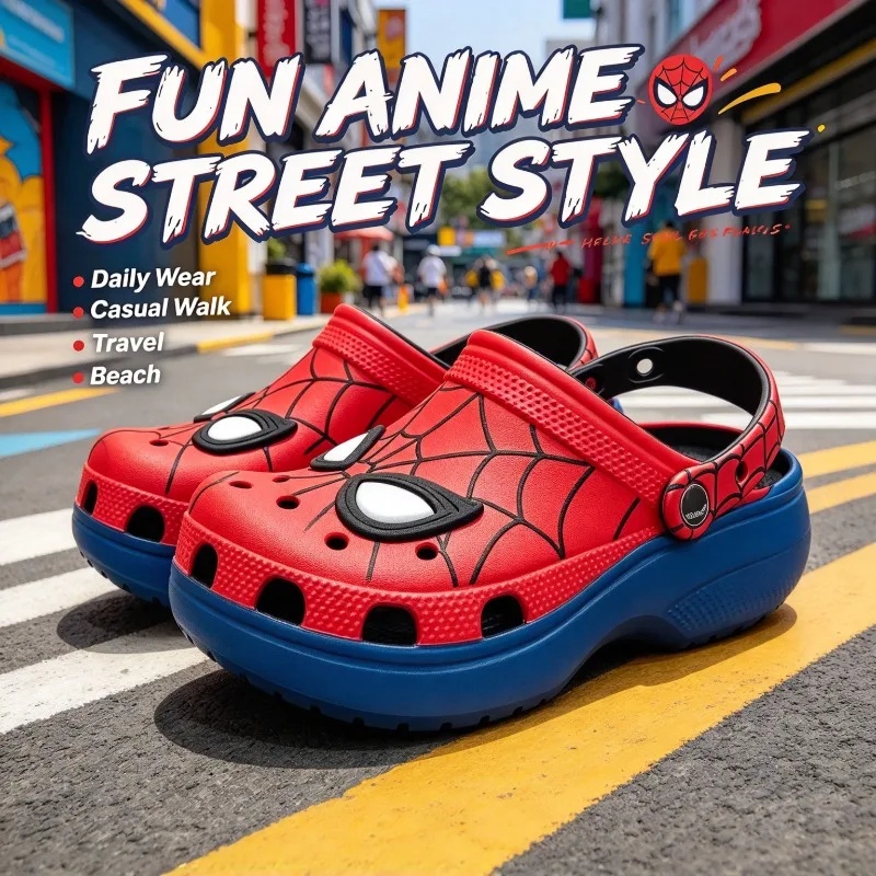 Crocs New Masked Spider-Man Second Generation Joint Hole Shoes Outdoor Non-slip Breathable Sandals Beach Shoes view 5