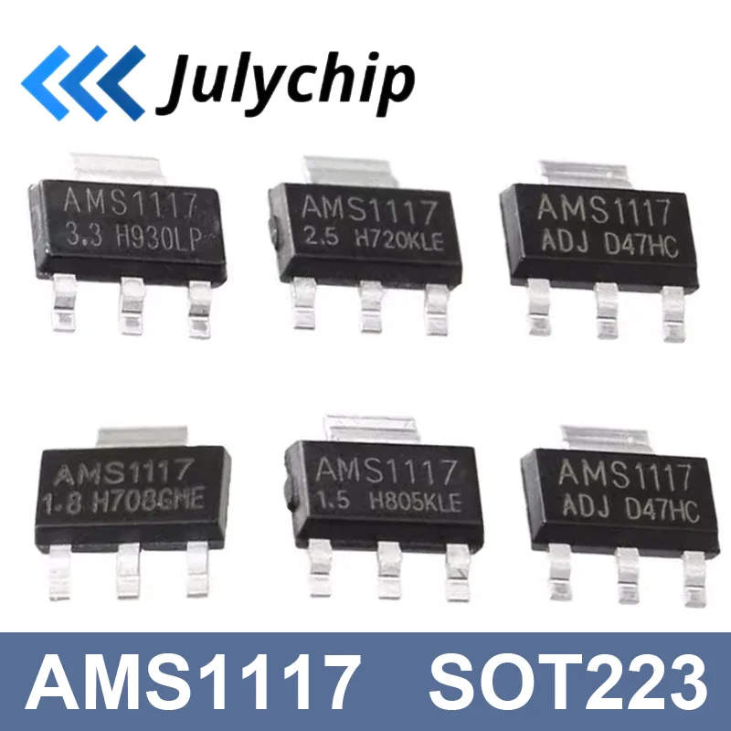 10pcs AMS1117-3.3V 1.5/1.8/5.0vADJ regulated asm1117 power supply ic buck chip sot-223 electronics