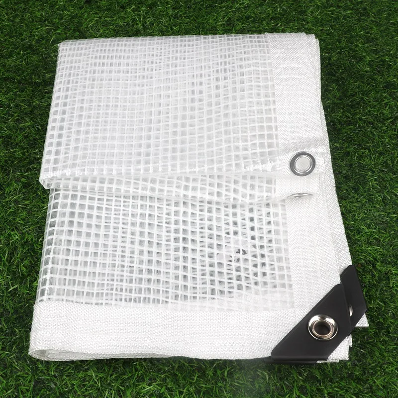 0.35mm Transparent Mesh Reinforced PE Tarpaulin Rainproof Cloth Plants Cover Terrace Balcony Canopy Awnings Tarp