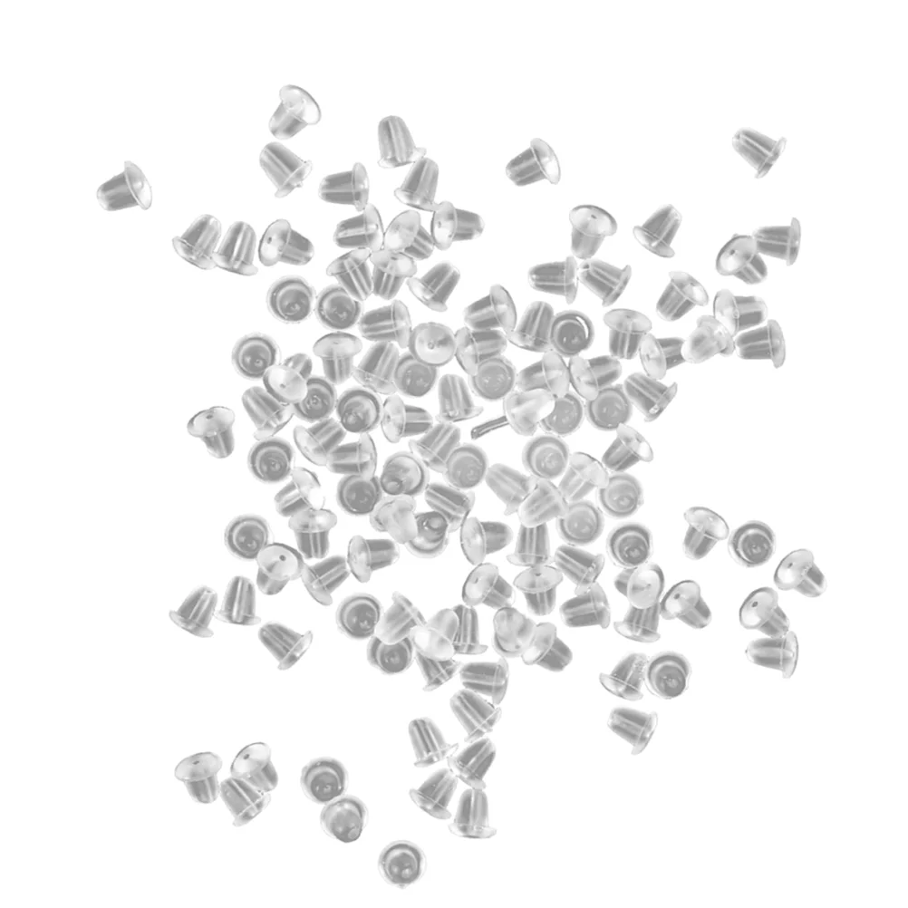 300Pcs Clear Rubber Earring Backs 3mmx5mm Lightweight Safety Ear Plugs for Dangle Earrings Universal Transparent Earring-Cap