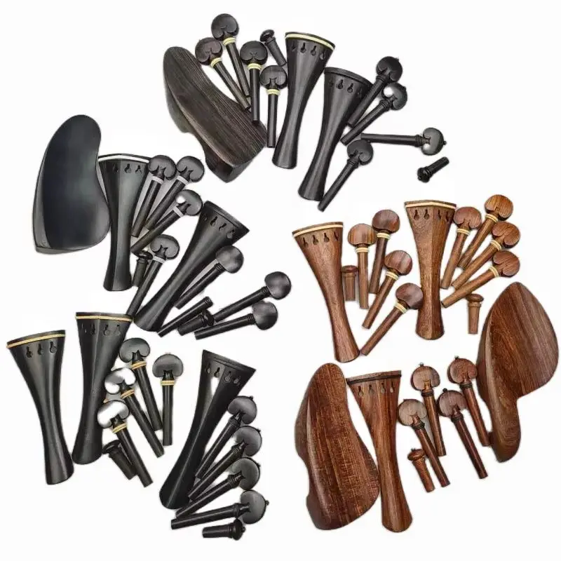 Acessórios para violino de ébano ou jacarandá, estacas, peça traseira, apoio de queixo, acessórios para violino