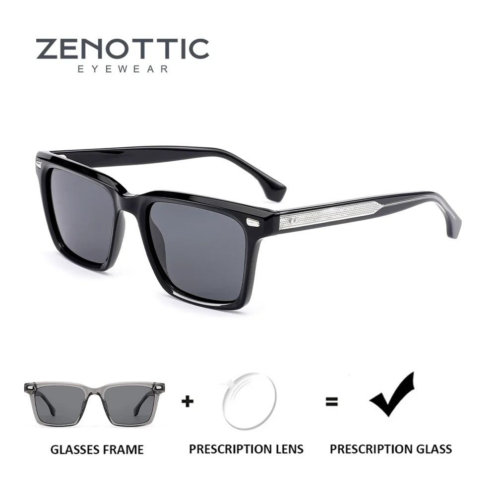 

ZENOTTIC Retro Square Myopia Prescription Sunglasses Men Fashion Acetate Uv400 Polarized Corrective Sun Glasses RTA3608