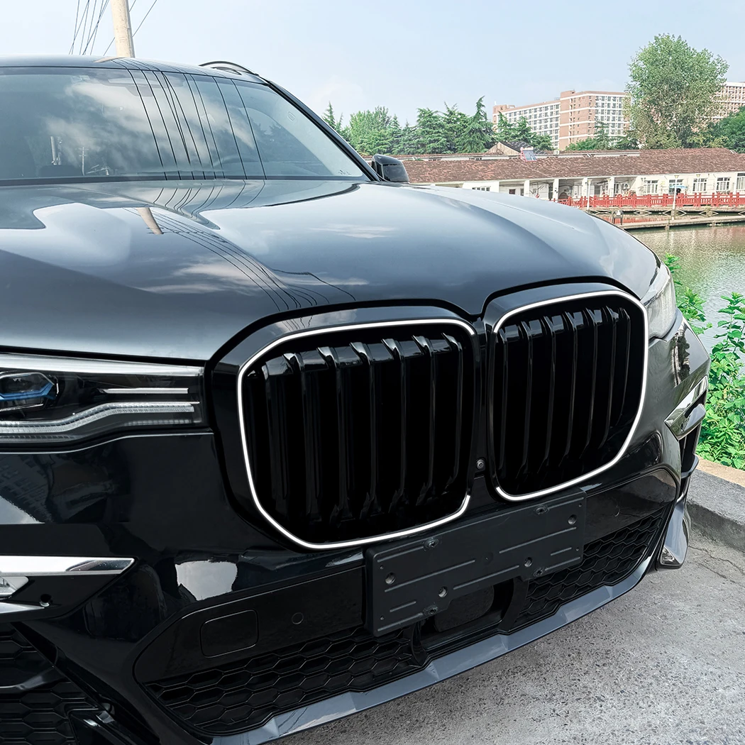 For BMW X7 G07 2019 2020 2021 2022 Front Luminous Grille Led Light Racing Grill Gloss Black