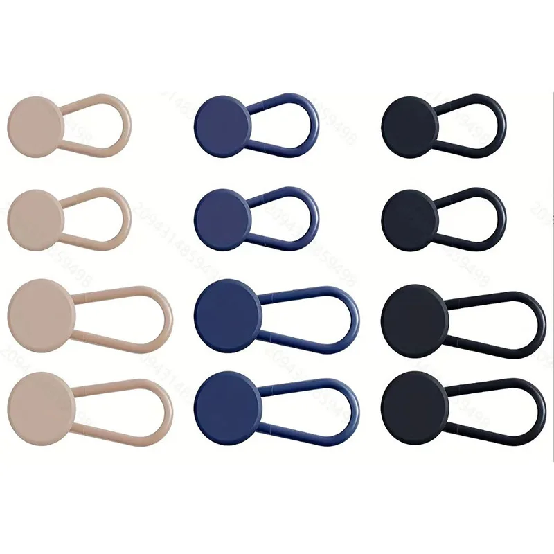 A Easy-Adjust 4/12-Pack No-Sew Jean Waist Extenders - Adjustable Pants Button Expanders Unisex In Khaki/Blue/Black