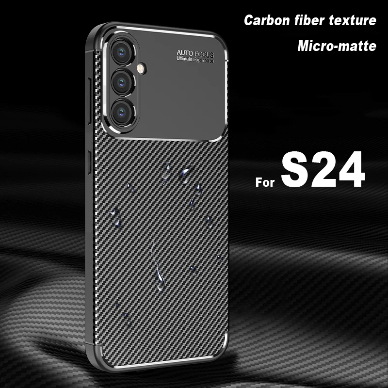 Etui na Samsung Galaxy S24 Luxury Silicone Fundas Protector Rubber Carbon Fiber Phone Case Samsung S24 Plus Cover Galaxy S24