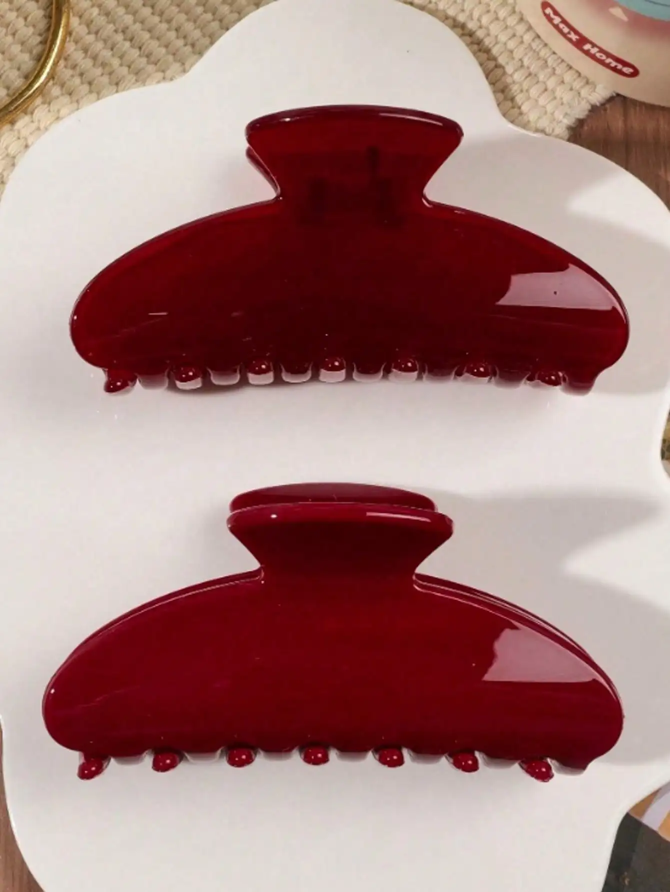 

2pcs Glossy Elegant Jelly Solid Half-Circle Hair Clips, Vintage Versatile Hairpins, Suitable For Outdoor, Red Summer Outfits Claw Clips Beach Accessories Vacay Beach Hair Claws,Festival,Party