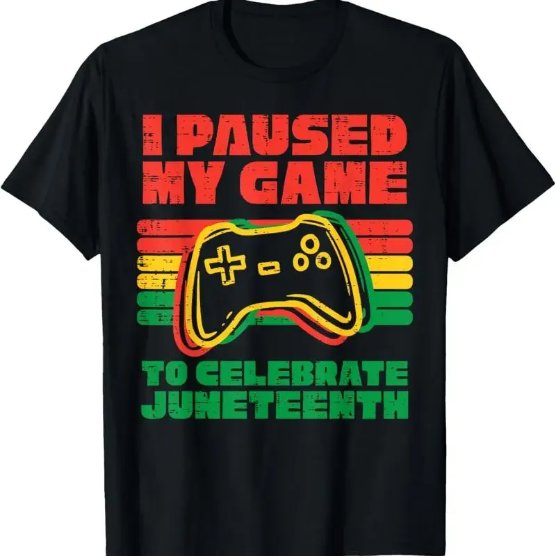 I Paused My Game To Celebrate Juneteenth Black Kids Boys Men T Shirt
