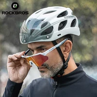 ROCKBROS Casco de ciclismo ligero integrado protección de cabeza casco de seguridad con gafas para hombres y mujeres casco de MTB y bicicleta de carretera
