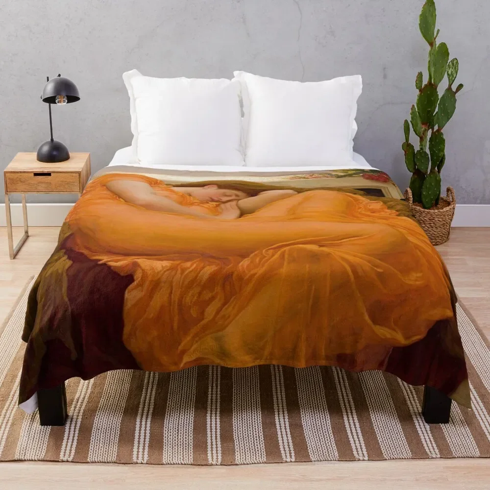 

Flaming June Oil Painting by Frederic Lord Leighton Throw Blanket Stylish Decor Blanket Gift for Friends Roommate
