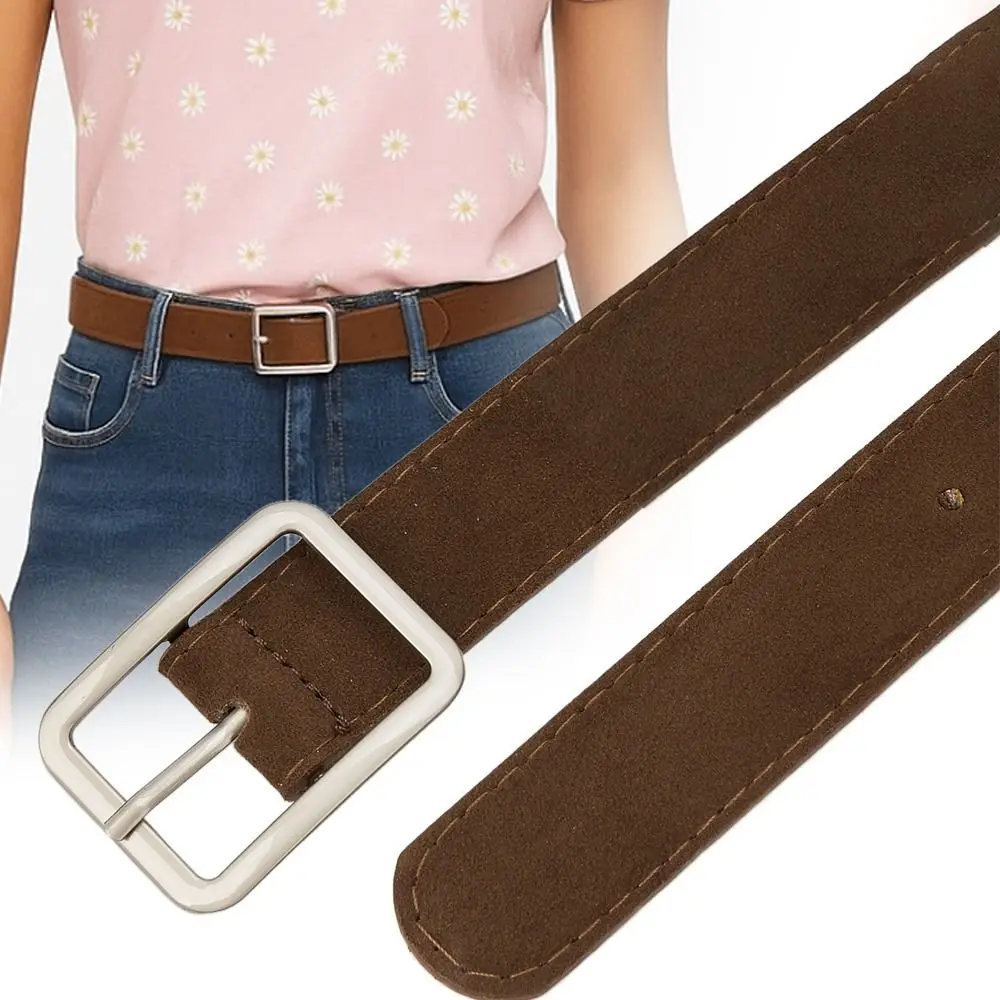 

Trendy Pin Buckle Suede Leather Belt Luxury Design Casual Business Waist Belt Retro Waistband For Women
