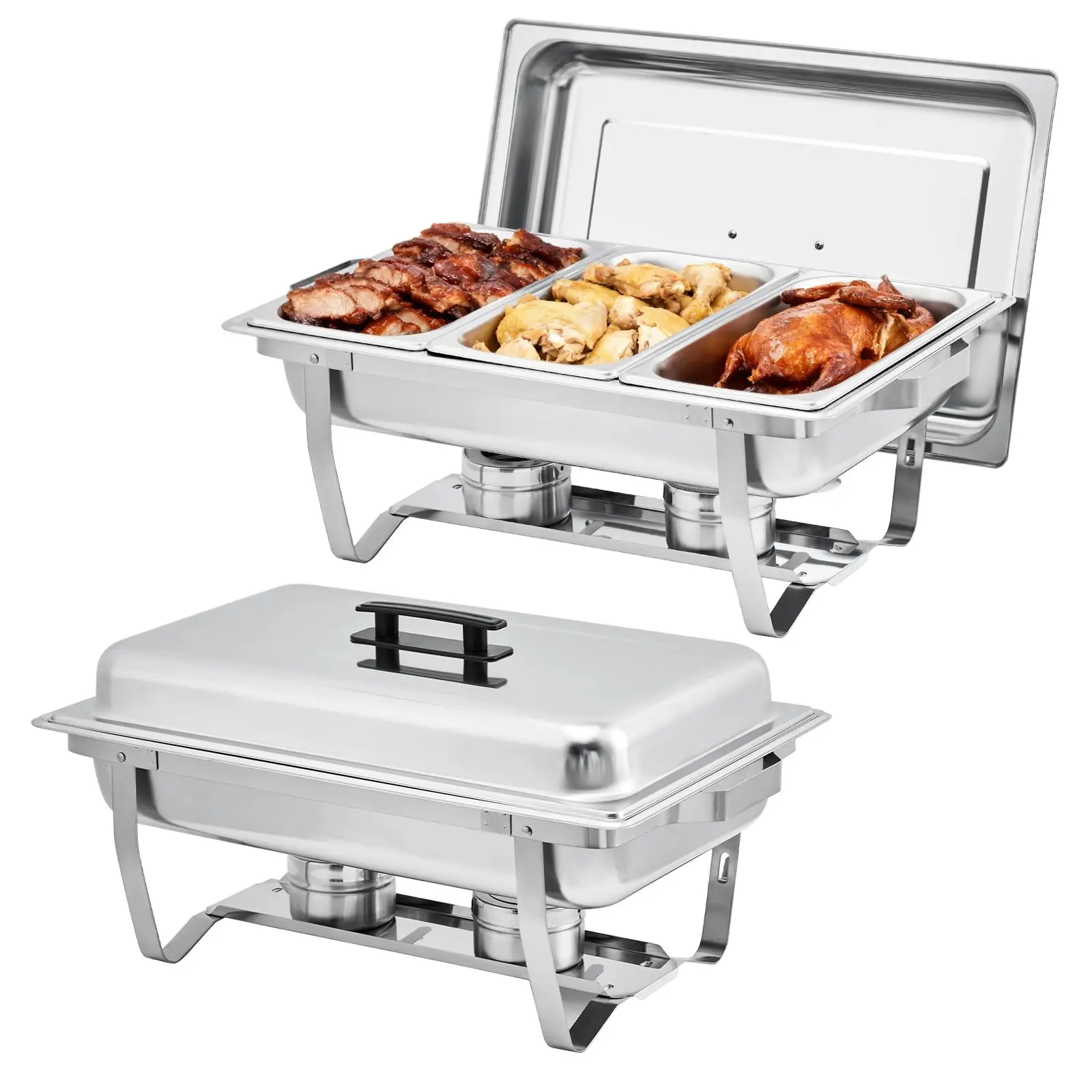 

2/4/6pcs Chafing Dish Buffet Set, 8QT Stainless Steel Chafers and Buffet Warmers Sets with Lid, Rectangle Serving Food Warmer