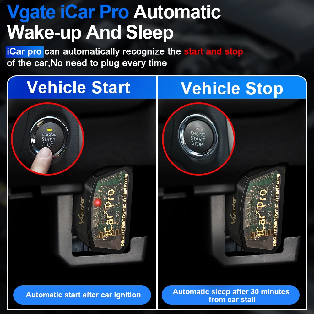 Vgate Icar Pro ELM327 V2.3 Bluetooth 3.0/4.0/WiFi OBD2 Scanner Car Diagnostic Code Reader Auto Wake Up for Android/PC/iOS