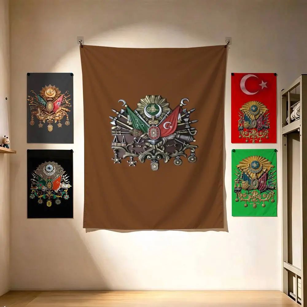 0-Ottoman Empire Coat Of Arms Flags Wall Hanging Background Art for Bedroom Home Outdoor Decor