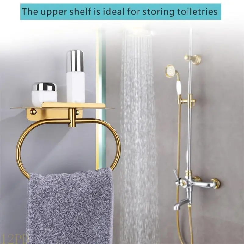 12PD Modern Simple Styles Steel Towel Rings Wall Mounted Bracket for Bathroom Decoration