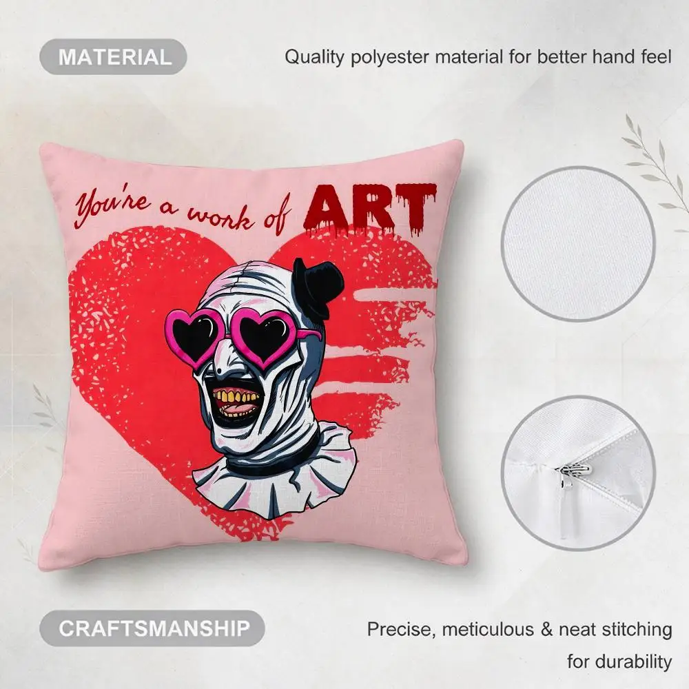 Popular Movies T-Terrifier Cushion Cover Pillowcase Invisible zipper silky linen Sofa cushion cover