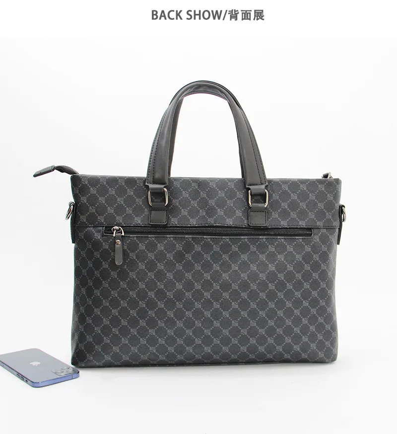 Neue Modische Aktentasche für Herren, Business-Laptoptasche, Karierte Handtasche, Luxuriöse Umhängetasche, Herren-Schultertasche – Detail 4