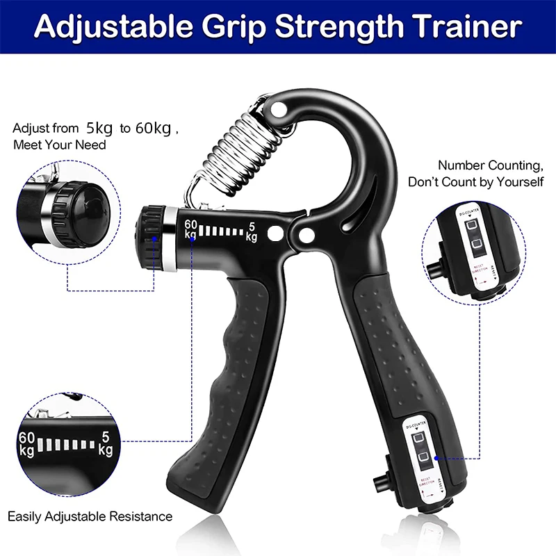 5-60Kg Heavy Gripper Fitness Hand Exerciser Grip Wrist Training Finger Pinch Expander Grip Ring Stress Relief Grip for Athletes