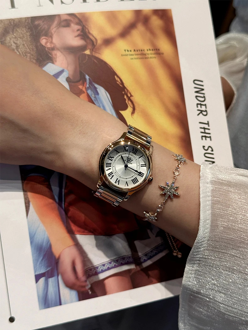 2025Кварцевые модные элегантные женские часы знаменитостей, классические простые часы с маленьким циферблатом, водонепроницаемые деловые женские часы с синей иглой