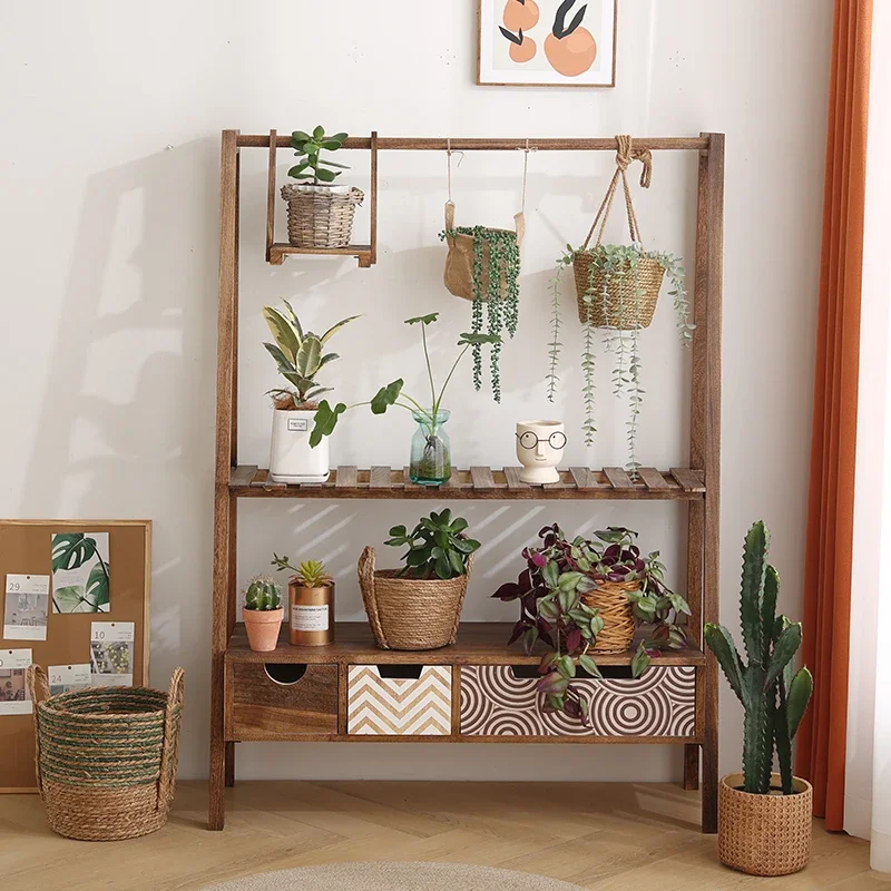 Flowers Support Plant Storage Shelves Pot Shelf Display Stand Indoor Rack Plants Wood Indoor Holder Estanteria Salon De Jardin