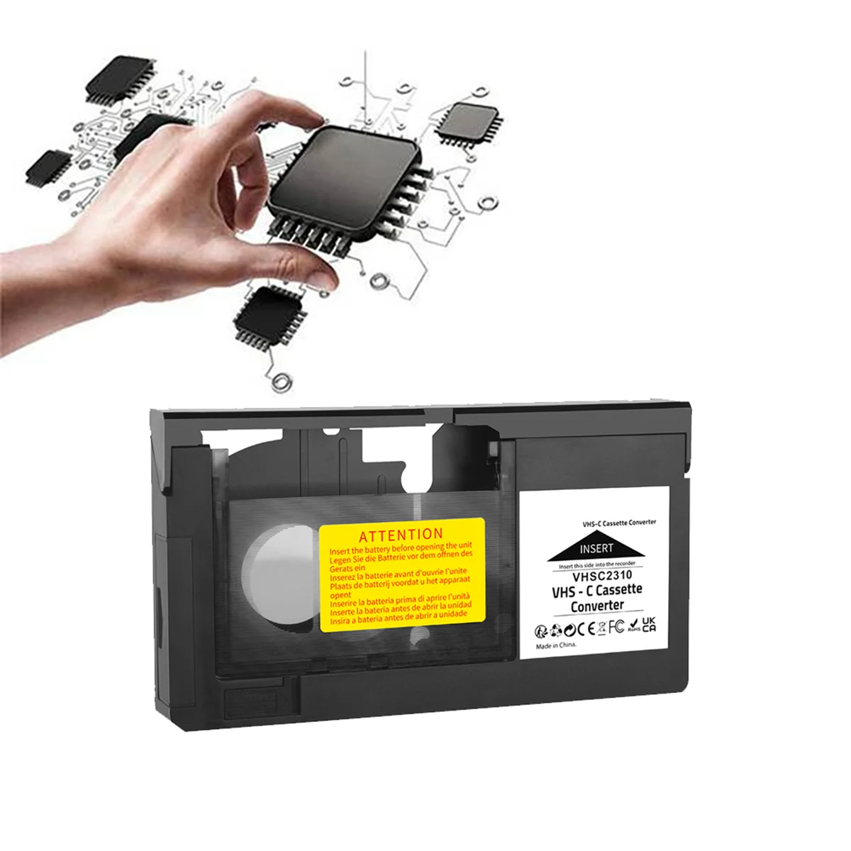 Convertisseur de cassette VHS-C pour JVC pour RCA pour Panasonic Adaptateur de cassette SVHS-C VHS vers VHSC Pas pour 8mm/Mini-révélation/Hi8