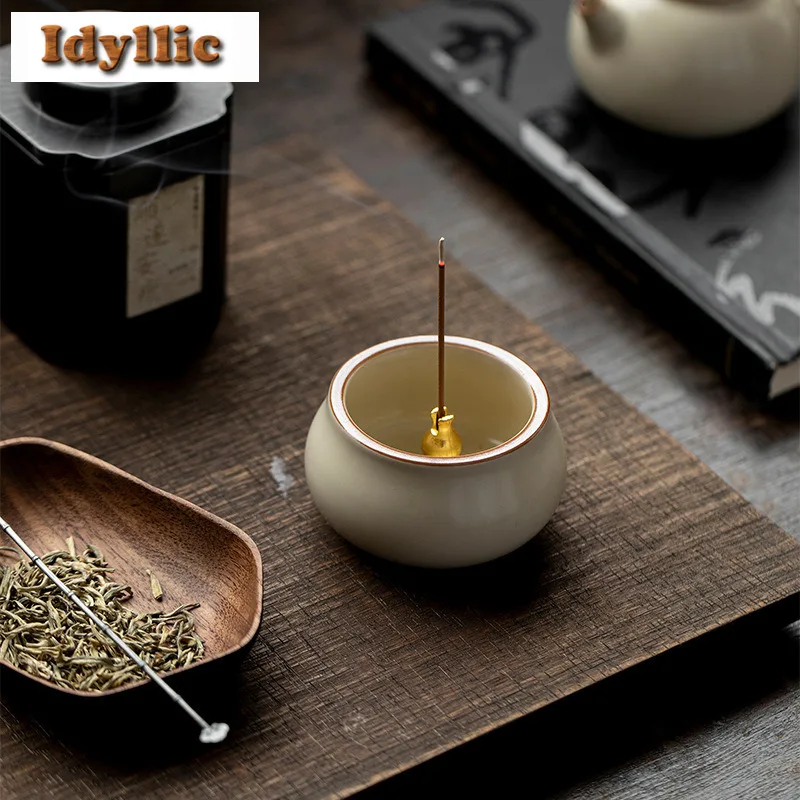 حامل البخور المخلوف بالدهون أوف وايت، موزع البخور، الشموع العطرية المعطرة، مبخرة أدوات الشاي