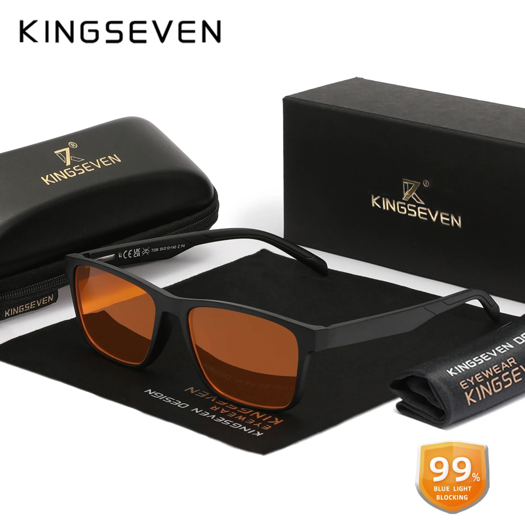 KINGSEVEN Anti-Blue-Ray-Brille für Männer/Frauen, Computer-Schutzbrille, Studenten, die klassische rechteckige Brillen studieren