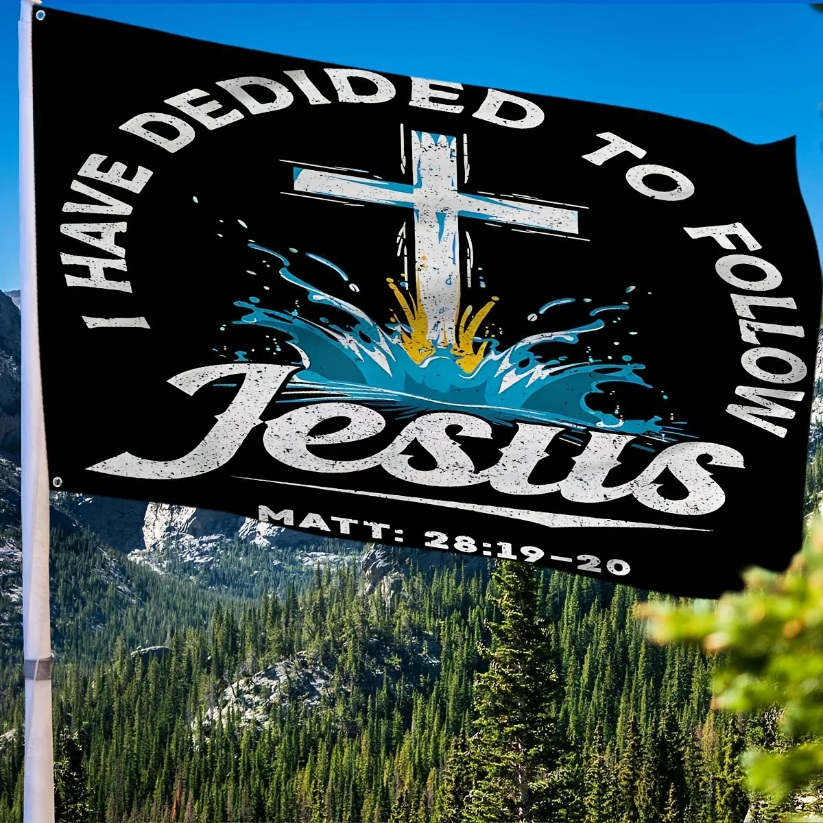 Follow Jesus Christian Flag Baptism Outdoor Display Durable Polyester Banner
