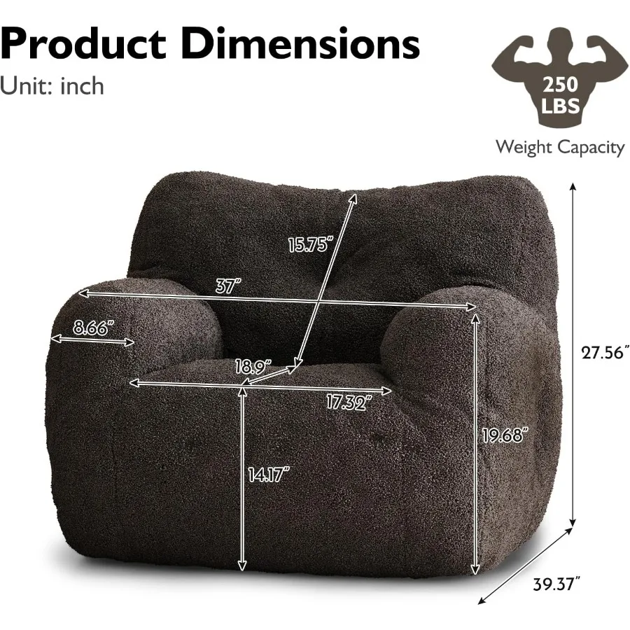كرسي بين باج للكبار كرسي بين باج لغرفة المعيشة كرسي كيس القماش الكبير مريح كرسي كيس القماش المحشو للبالغين مع ملء تيدي #3