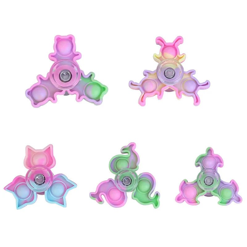 12PCS Rainbow Colored Mini Fingertip Gyroscope Toy Stress Relief Squeeze Sensory Toys For Kids Birthday Party Gifts Supplies
