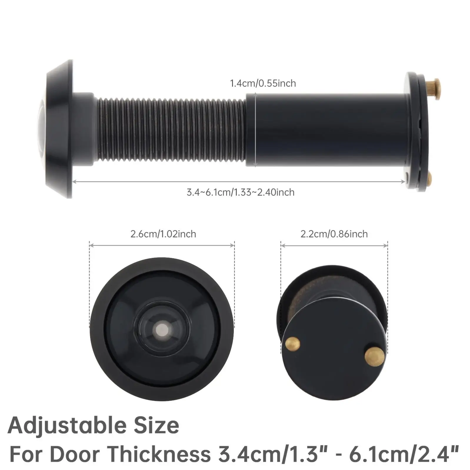 1pc 14mm Solid Brass 180 Degree High Definition Door Viewer for 1.33-2.3inch Door Thickness Hotel with Rotating Privacy Cover