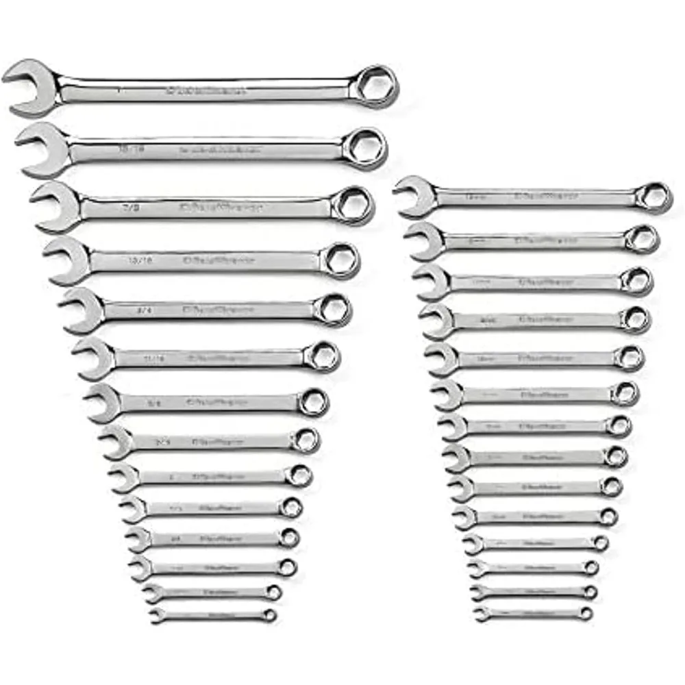 28 Pc. 6 Pt. Combination Wrench Set, SAE/Metric - 81923, Chrome