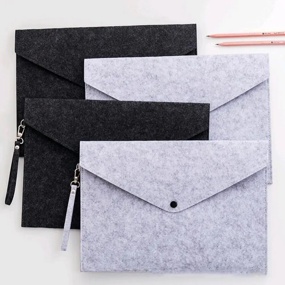 

A4 Pocket Folders Felt Envelope Files Bag Thickened Button Business Documents Bag Files Bag Organizer School Office Supplies