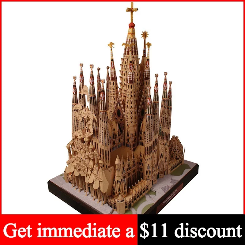 Spanje Sagrada Familia Realistisch 3D-papier Model Huis Papercraft DIY Art Origami Building Tieners Volwassen Handgemaakt Ambachtelijk Speelgoed QD-165