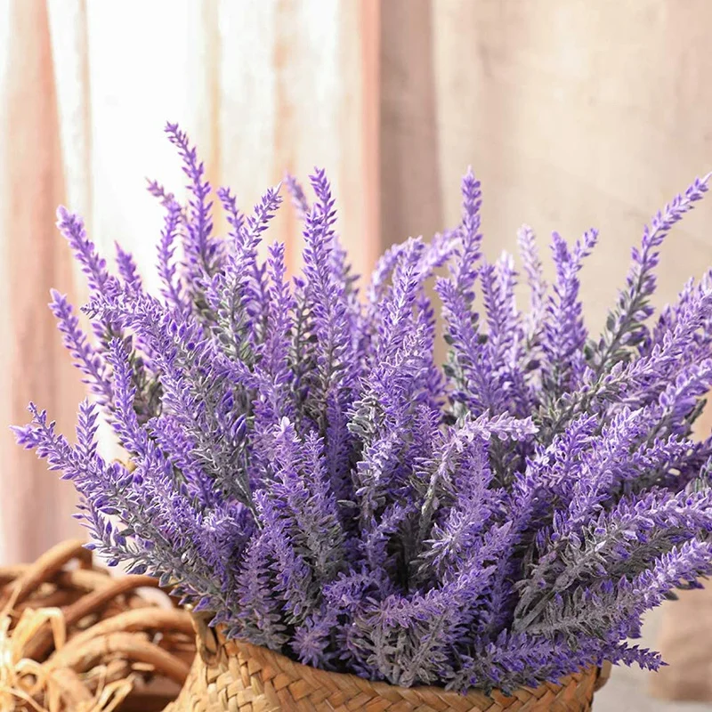 Artificial Lavender Flowers 8Pcs Fake Plants With Faux Plastic Wedding Bouquet For Table Centerpieces Home Kitchen Decor Retail