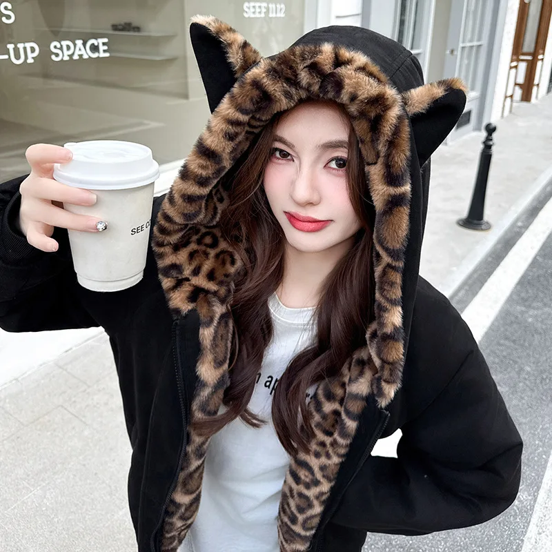 Winter New Women Cotton-Padded Jacket Zipper Sweatshirt Hooded Cotton Coat American Harajuku Fashion Y2K Girls Thick Cotton Coat