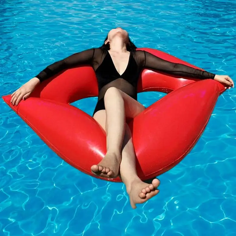 Red Lips Pool Float Inflatable Lips Floating Bed Rest Float Water Lounger Multipurpose Red Lips Pool Floats Smooth And