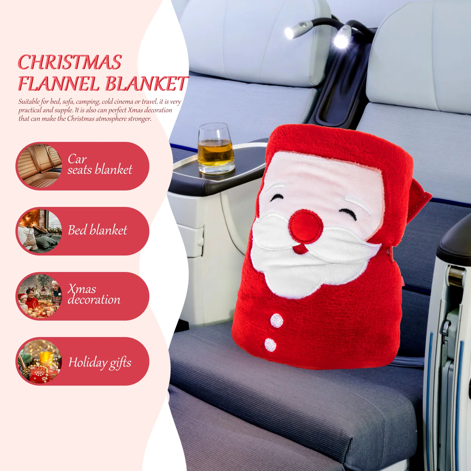 

Christmas Flannel Fleece Blanket Cartoon Santa Claus Bedding Couch Soft Warm Bedspread Home Office Napping Blanket Home Supplies