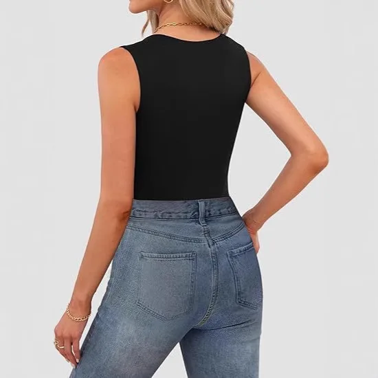 

2025 Hot Girl Camisole Vest For Women Summer Sleeveless Off-Shoulder Square Neck Ribbed Strap Top Women's Clothing