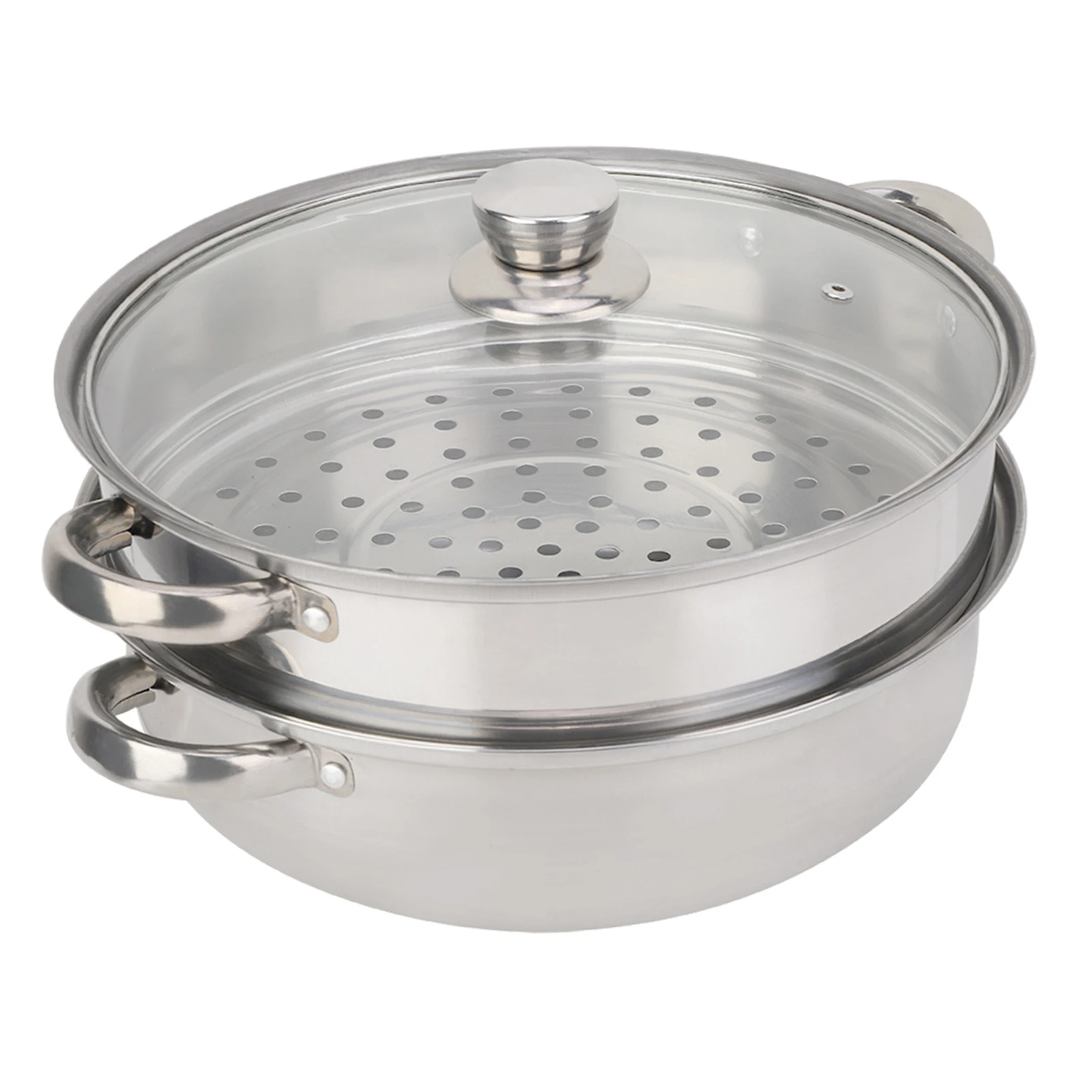 Stainless Steel Cookware 27cm/11in 2-Layer Steamer Pot Cooker Double Boiler Soup Steaming Pot