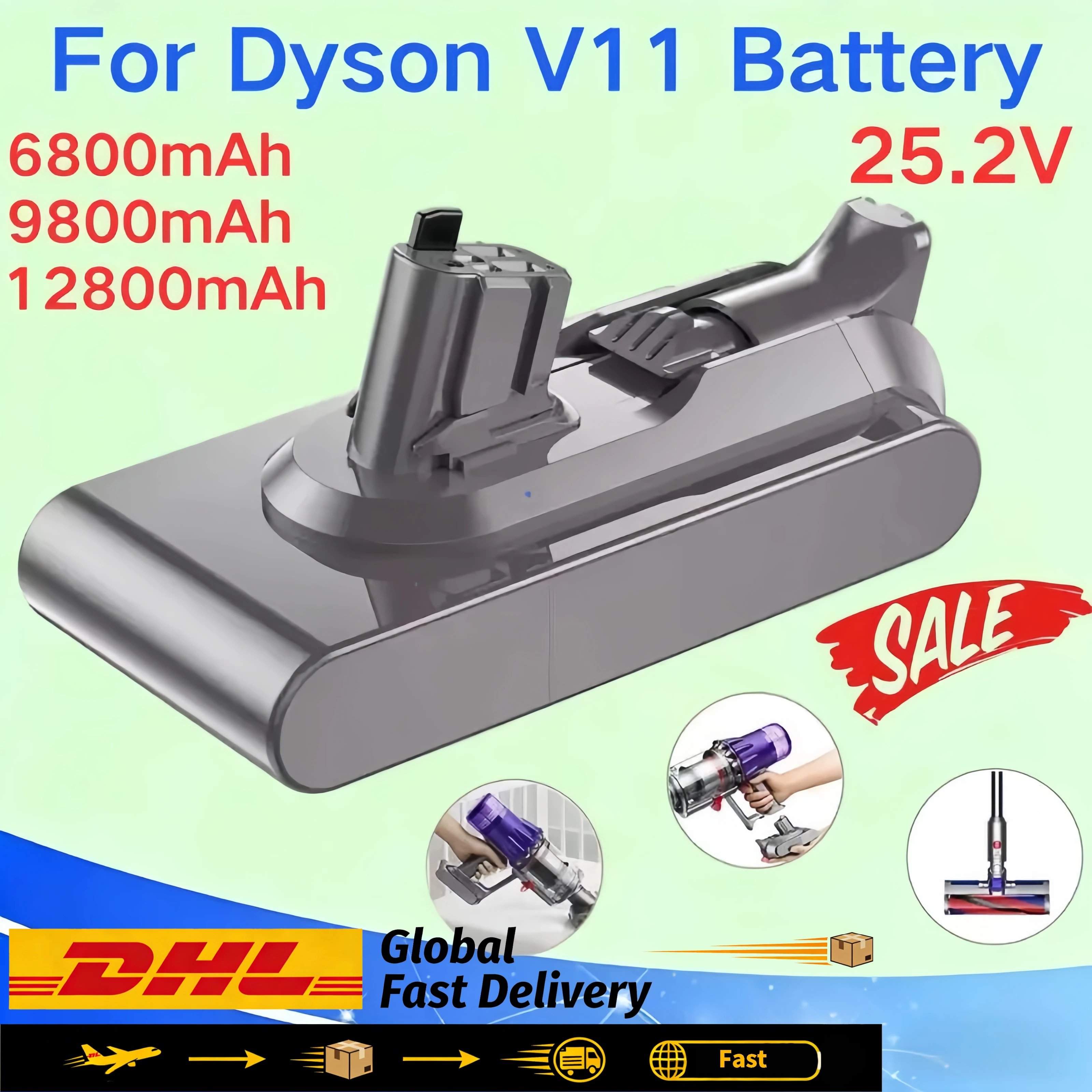 For Dyson V11 Battery 6800-12800mAh 25.2V  V11 SV15 SV16 SV17 SV18 SV22 V11 Animal Fluffy Vacuum Cleaner Li-ion Battery